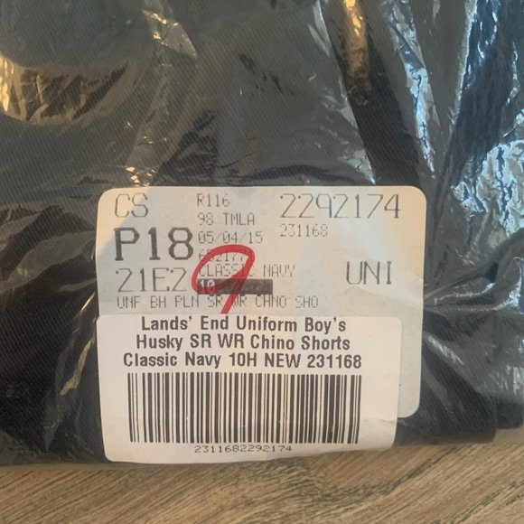 NWT LANDS' END BOYS STAIN/WRINKLE RESISTANT CHINO SHORTS CLASSIC NAVY 1OH - Picture 7 of 11